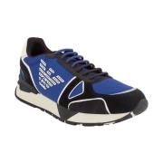Stijlvolle Leren Sneakers voor Heren Emporio Armani , Blue , Heren