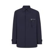 Blauwe Nylon Shirt Fendi , Blue , Heren