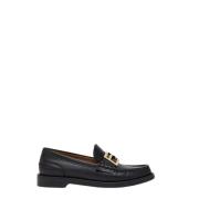 Zwarte Leren Loafer Fendi , Black , Dames