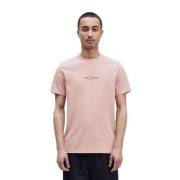 Geborduurd Krijtrosa T-shirt Fred Perry , Pink , Heren