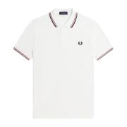 Klassieke katoenen piqué polo met dubbele streep Fred Perry , White , ...