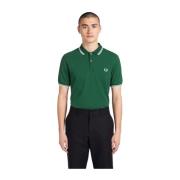 Basic Logo Geborduurde Korte Mouw Polo Fred Perry , Green , Heren