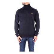 Blauwe Coltrui met Hoge Kraag en Voorlogo Fred Perry , Blue , Heren