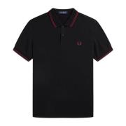 Slim Fit Twin Tipped Polo in Zwart/Tawny Port Fred Perry , Black , Her...