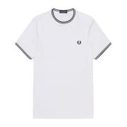 Twin Tipped Ronde Hals T-Shirt Fred Perry , White , Heren