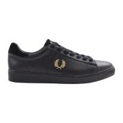 Zwarte tennisschoenen van getrommeld leer Fred Perry , Black , Heren