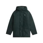 Twill Fullzip Jas met Capuchon Fred Perry , Green , Heren