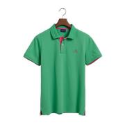 Piqué Rugger Poloshirt met Contrasterende Kraag Gant , Green , Heren