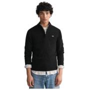 Ultra Fijne Wol Half-Zip Trui Gant , Black , Heren