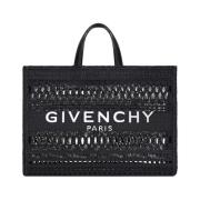 Zwarte Italiaanse Handtas met Elegant Borduurwerk Givenchy , Black , D...