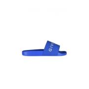 Zomerse Stijl Upgrade: Blauwe Logo Slides Givenchy , Blue , Heren