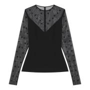 Transparante Plumetis Tule Blouse Givenchy , Black , Dames