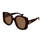 GG1257s oversized vlinder Havana GG zonnebril Gucci , Brown , Dames