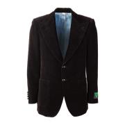 Fluwelen single-breasted blazer Gucci , Black , Dames