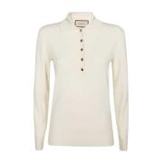 Ribgebreide Cashmere Polo Trui Gucci , Beige , Dames