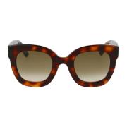 Round Frame Acetate Zonnebril With Star Gucci , Brown , Dames
