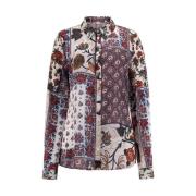 Bloemenprint Flowy Blouse - Multicolor, Lange Mouwen, Knoopsluiting Gu...