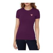 Klassiek Aansluitend Katoenen T-Shirt - Dames Guess , Purple , Dames