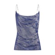 Mouwloze Chainette Top - Blauwe Glitter Guess , Blue , Dames