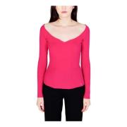 Fuchsia Gebreide trui met diepe V-hals voor vrouwen Guess , Pink , Dam...
