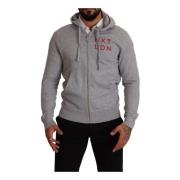 Grijze Zip Hooded Katoenen Sweatshirt Sweater Hackett , Gray , Heren