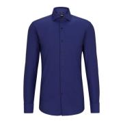 Slim Fit Katoenen Twill Overhemd in Blauw Hugo Boss , Blue , Heren