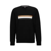 Zwarte Crewneck Sweater met Logo Print Hugo Boss , Black , Heren