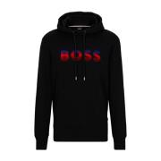 Zwarte hoodie met centraal logo Hugo Boss , Black , Heren