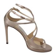 Roze Leren Sandalen met Band Sluiting Jimmy Choo , Beige , Dames