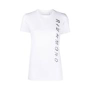 Contrasterende Zijprint T-Shirt John Richmond , White , Dames