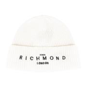 Beanie met geborduurde merknaam John Richmond , White , Heren