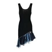 Mouwloze Jurk met Denim Detail John Richmond , Black , Dames