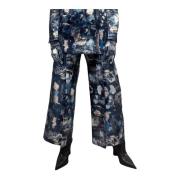 Iconische Runway Cropped Denim Patroon Broek John Richmond , Blue , Da...