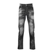 Vintage Zwarte Skinny Fit Jeans John Richmond , Black , Heren