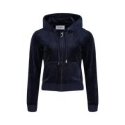 Velours Zip Hoodie met JC Logo Juicy Couture , Blue , Dames