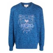 Blauwe Tiger Icon Logo Sweater Kenzo , Blue , Heren