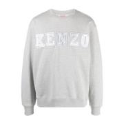 Logo-geborduurde Grijze Katoenen Sweater Kenzo , Gray , Heren