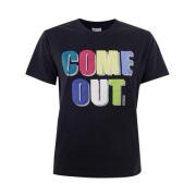 Zwart Katoenen T-Shirt met Multicolor Come Out Print Kenzo , Black , H...