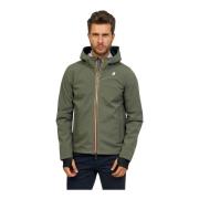 Korte Slim Fit Herenjas met 3-Laagse Textuur K-Way , Green , Heren