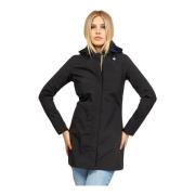 Zwarte Trenchcoat met Afneembare Capuchon K-Way , Black , Dames