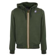 Militair Groene Zip Sweater K-Way , Green , Heren