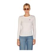 Witte longsleeve baby tee met choker detail Levi's , White , Dames