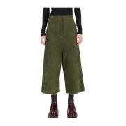 Stijlvolle Cropped Broeken in Donker Khaki Groen Loewe , Green , Dames