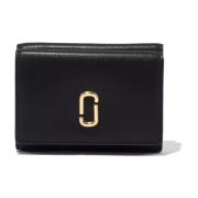 Zwarte Leren Portemonnee met Drukknoopsluiting Marc Jacobs , Black , D...