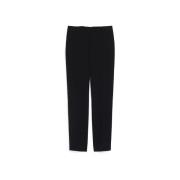 Zwarte Slim Fit Broek met Gestreken Plooi Max Mara , Black , Dames