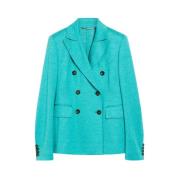 Gebreid jasje met katoen en linnen Max Mara , Blue , Dames