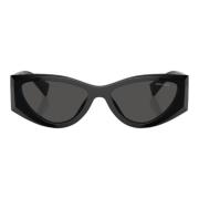 Miu Miu Ovale Zonnebril Miu Miu , Black , Dames