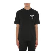 Biologisch Katoenen Jersey T-Shirt Moschino , Black , Heren