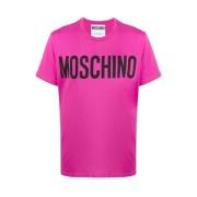 Lila Katoenen T-Shirt voor Heren Moschino , Purple , Heren