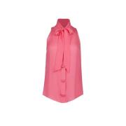Zijden Overhemd met Lavallière Kraag Moschino , Pink , Dames